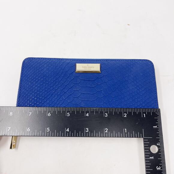 Kate Spade Orbital Blue Elsie Street Snake Embossed Leather Neda Zip Wallet - Picture 13 of 15